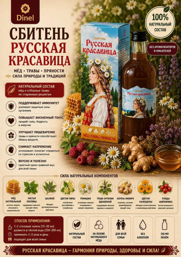 №3 Сбитень Русская красавица, 250мл в Вышнем Волочке