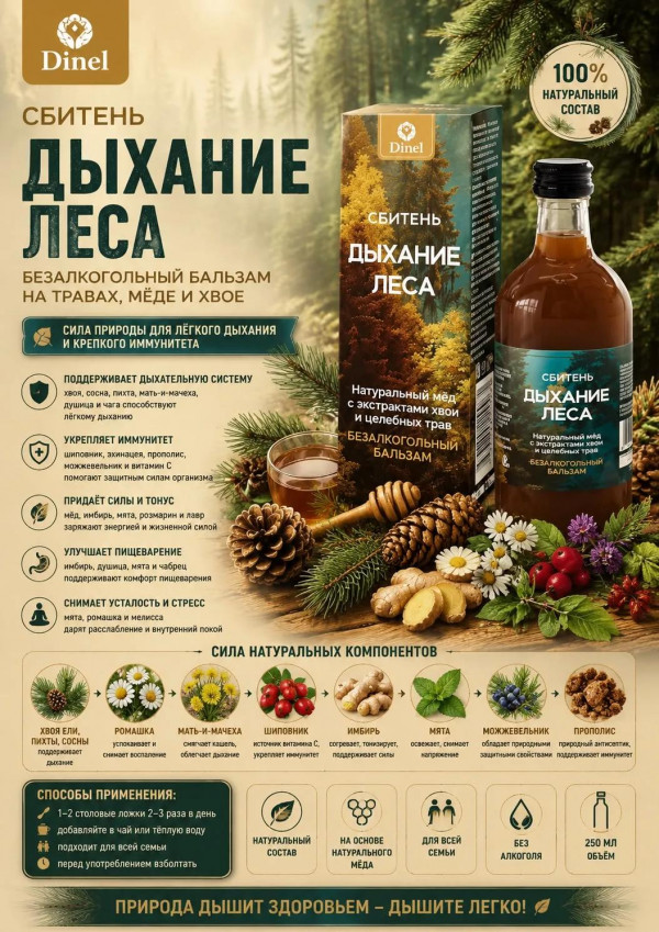 №3 Сбитень Дыхание леса, 250мл  в Вышнем Волочке